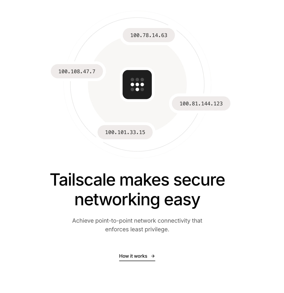 Tailscale · Best VPN Service for Secure Networks captured website design