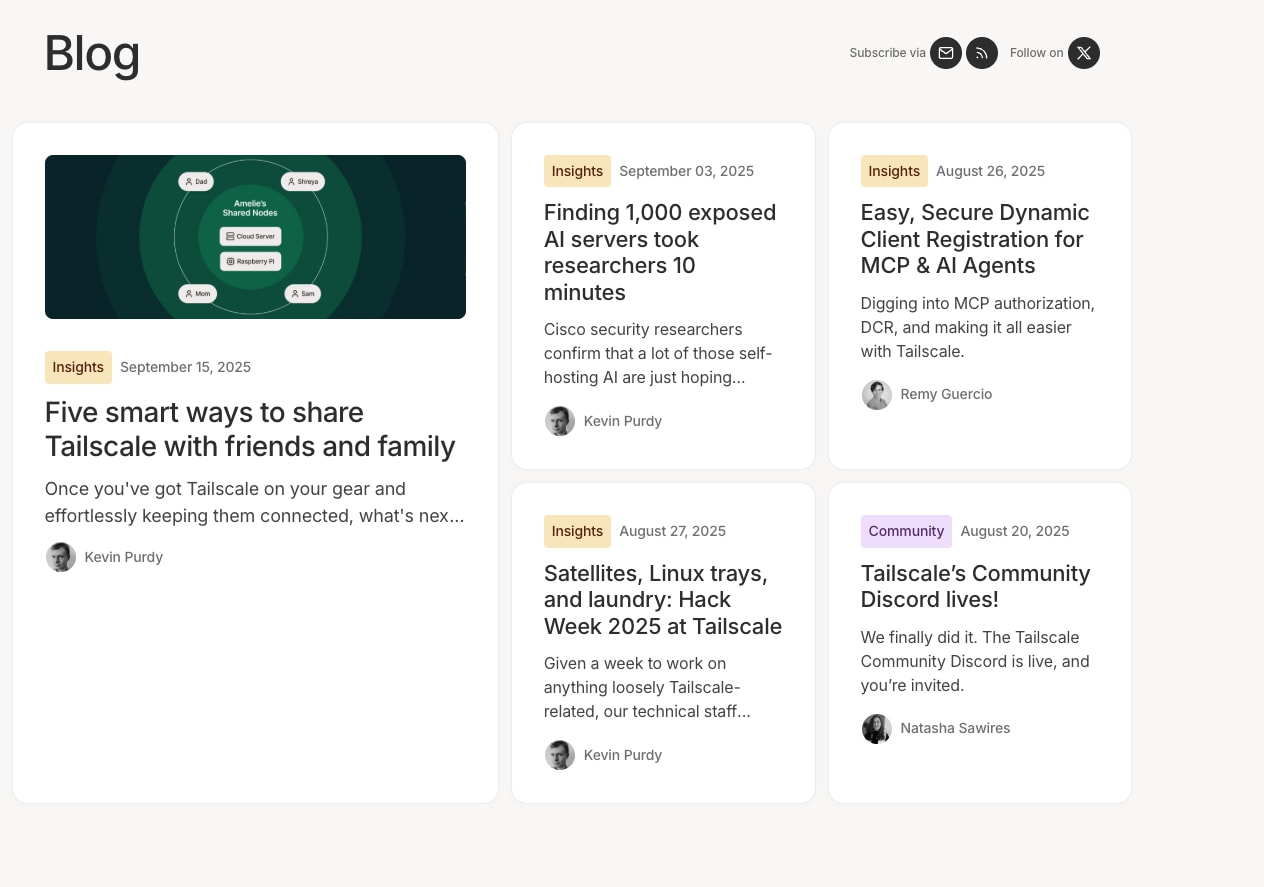 Blog | Tailscale captured website design