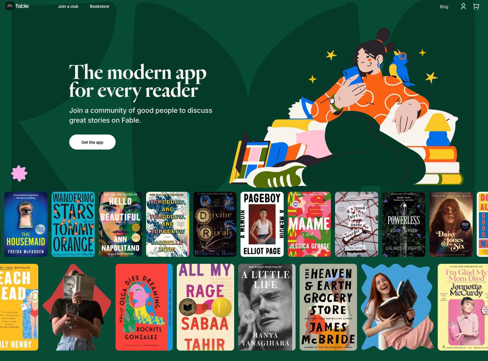 Fable: The social app for bookworms and bingewatchers captured website design