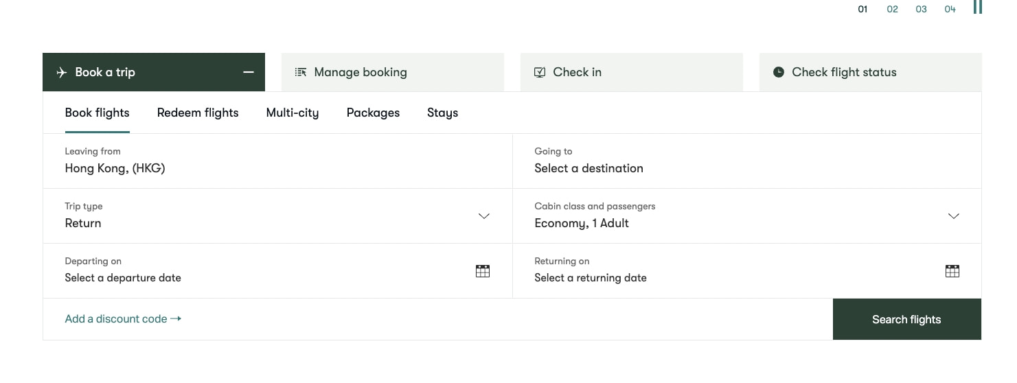 Cathay | Book flights & elevate your life captured website design