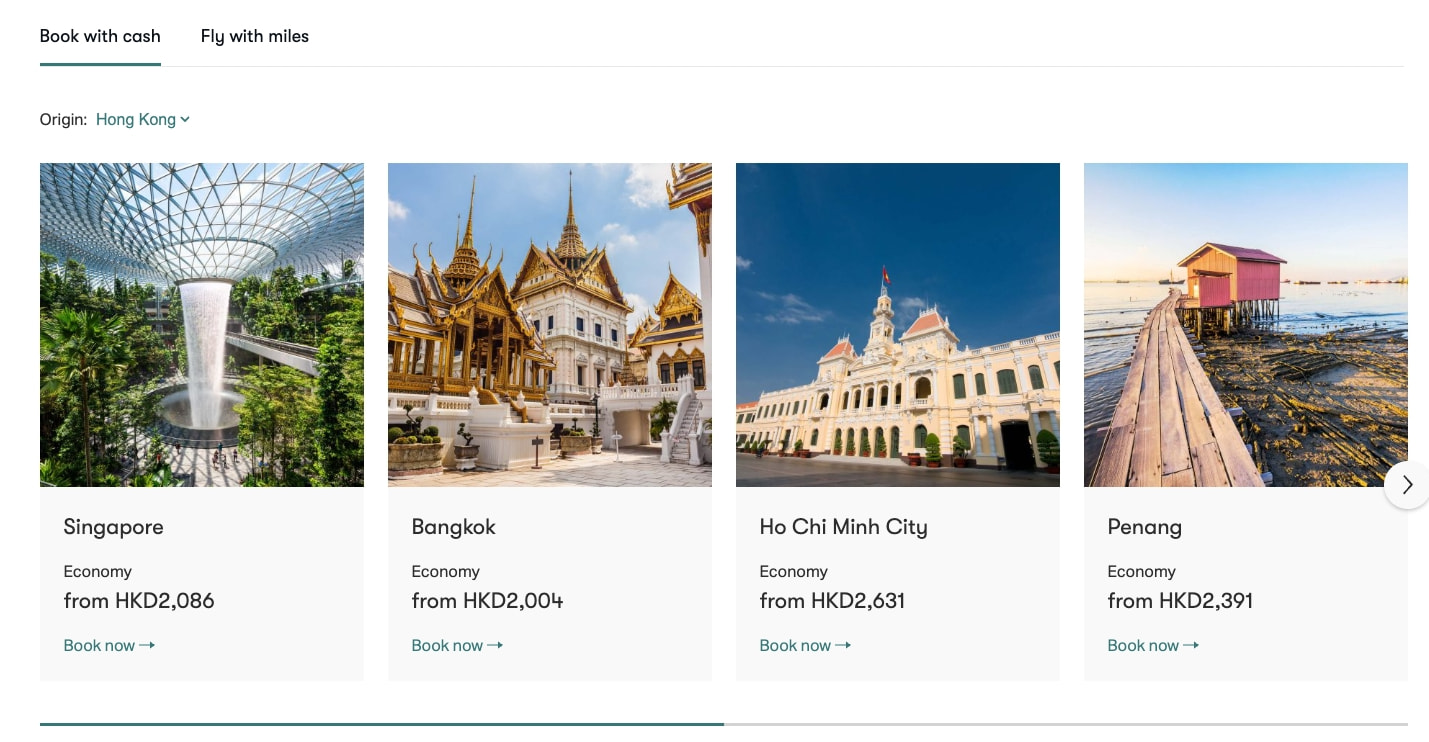 Cathay | Book flights & elevate your life captured website design