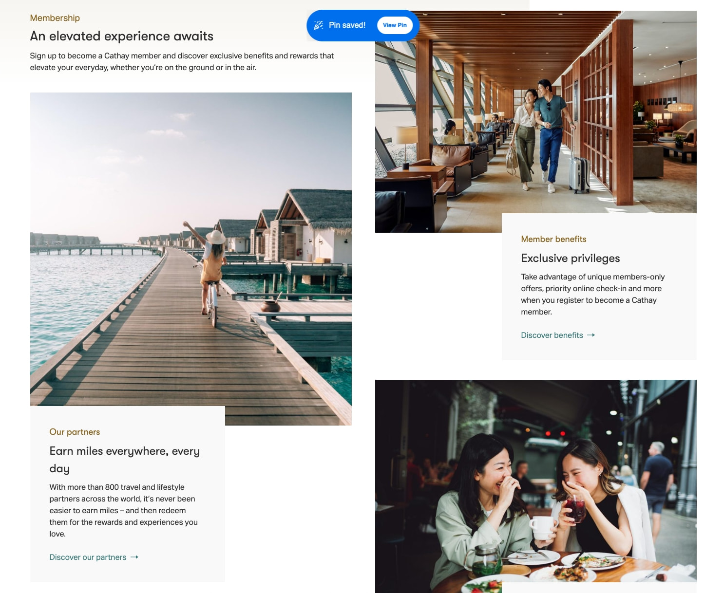 Cathay | Book flights & elevate your life captured website design