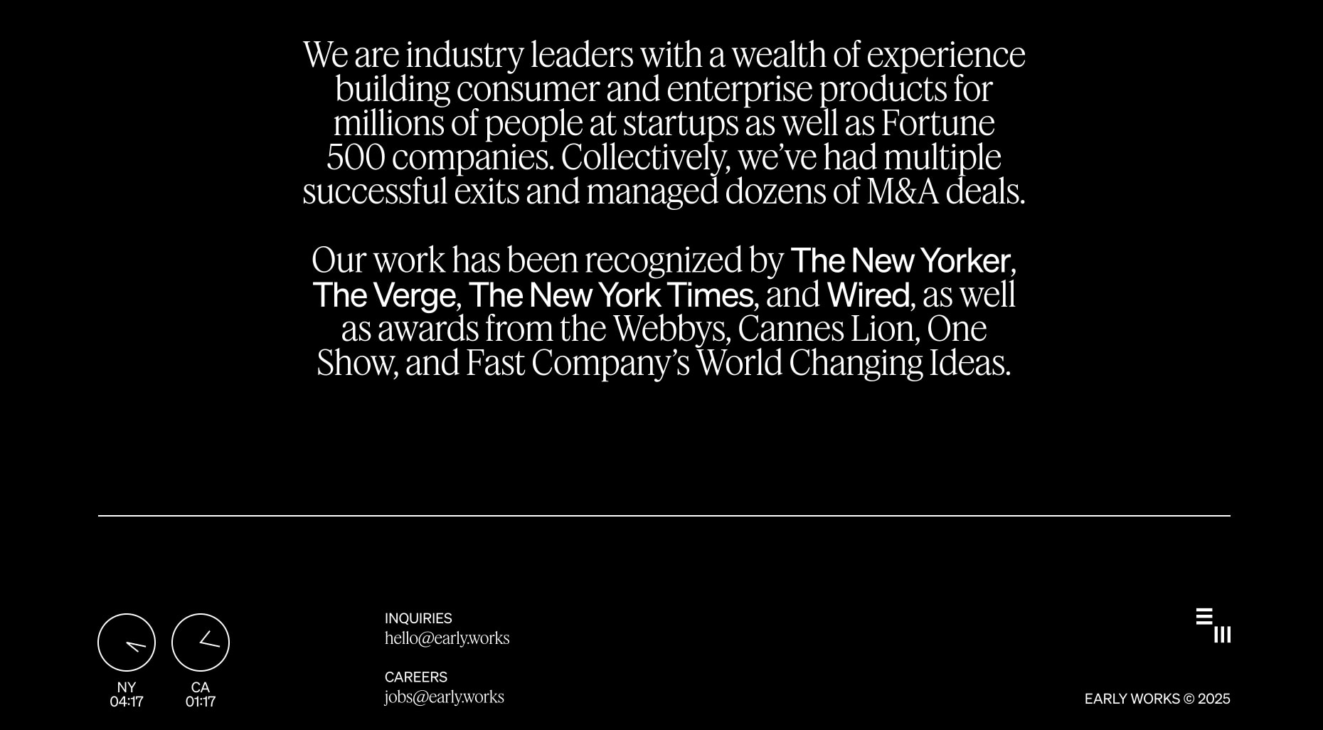 Early Works captured website design