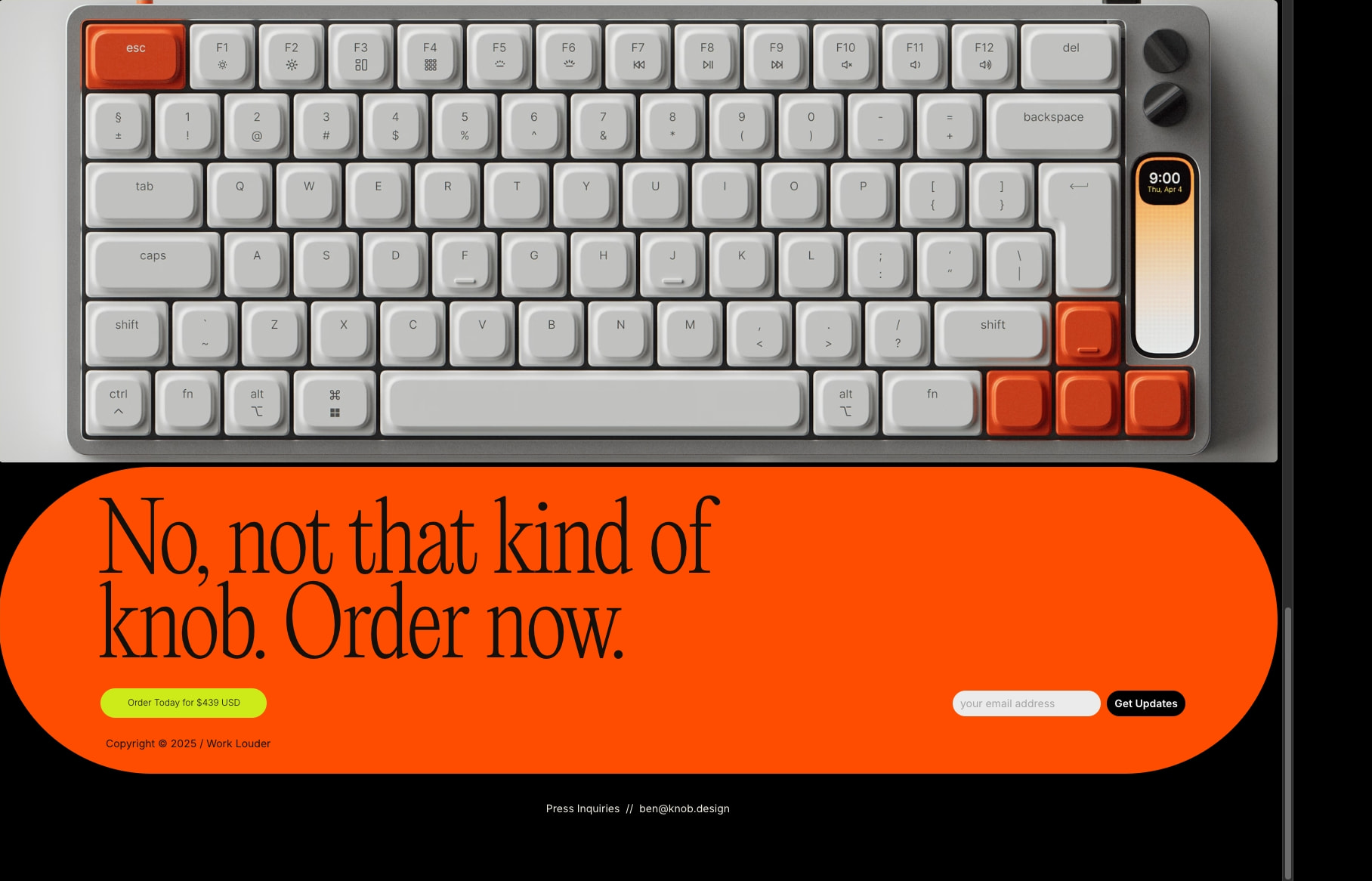 KNOB / k.no.b.1 / Low Profile Mechanical Keyboard captured website design