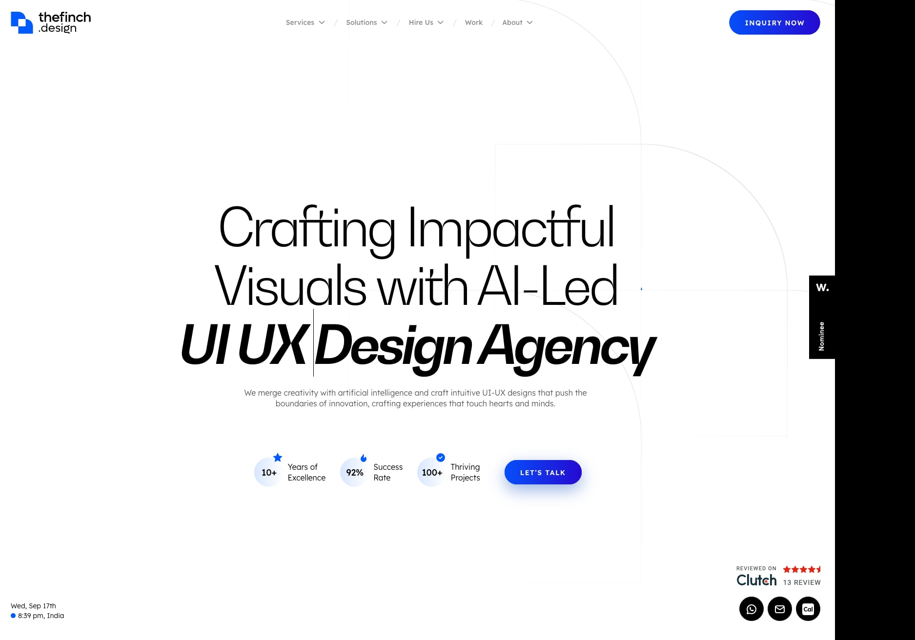Leading Global UI UX Design Agency - TheFinch captured website design