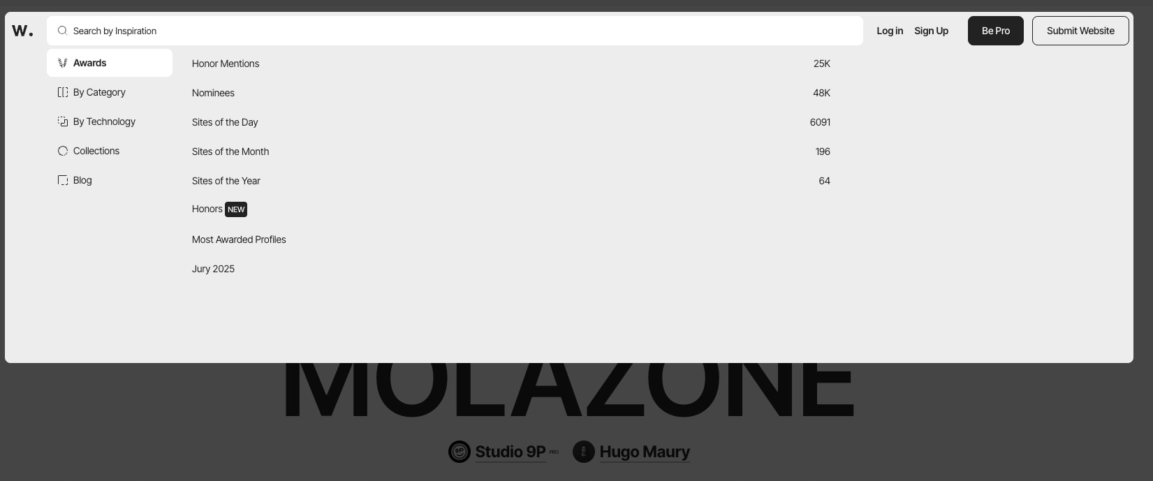 Yamê - The Molazone - Awwwards SOTD captured website design