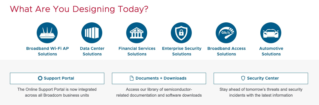 Broadcom Inc. | Connecting Everything captured website design