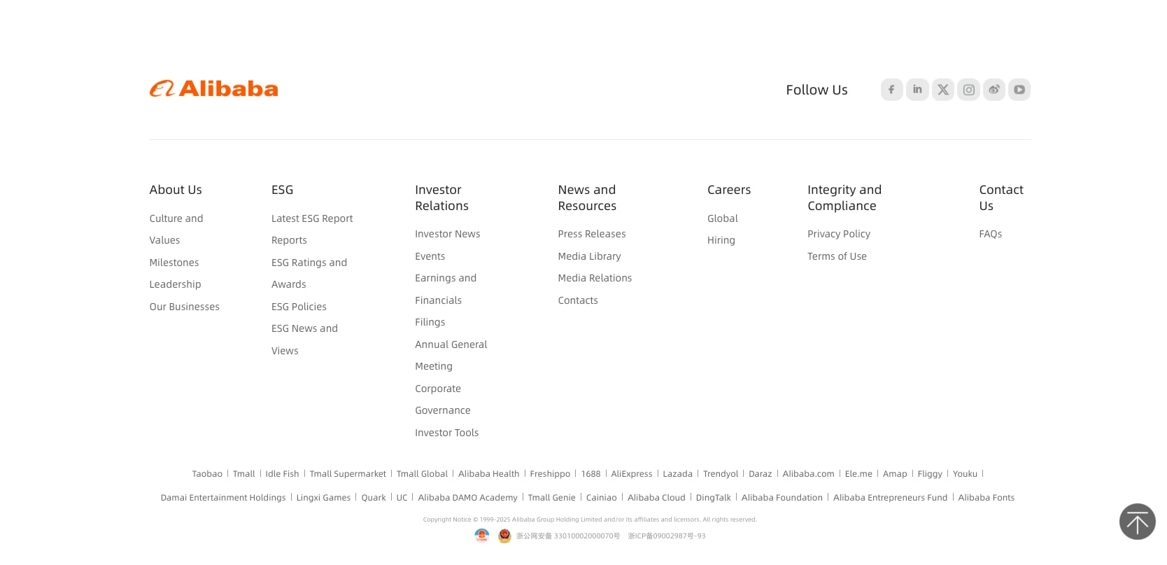 Alibaba Group Official Website captured website design
