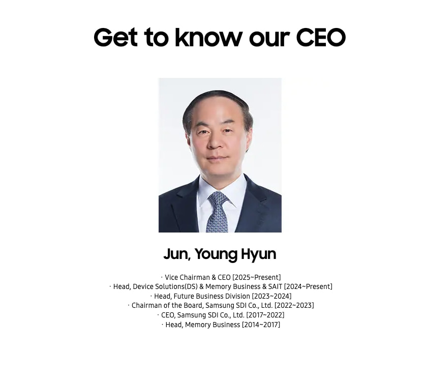 Leadership & Mission | About Us | Samsung US captured website design