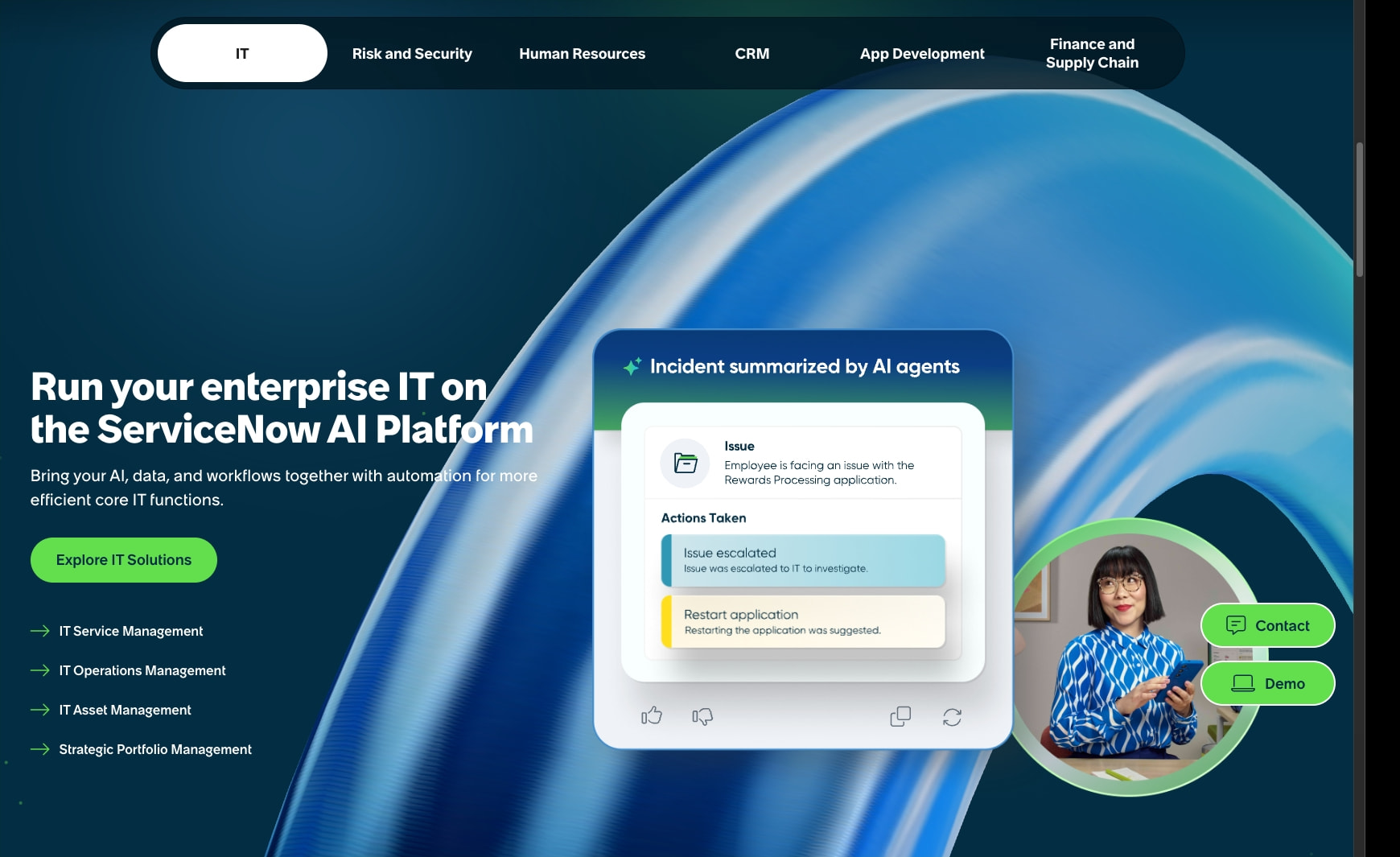 ServiceNow - Put AI to Work captured website design