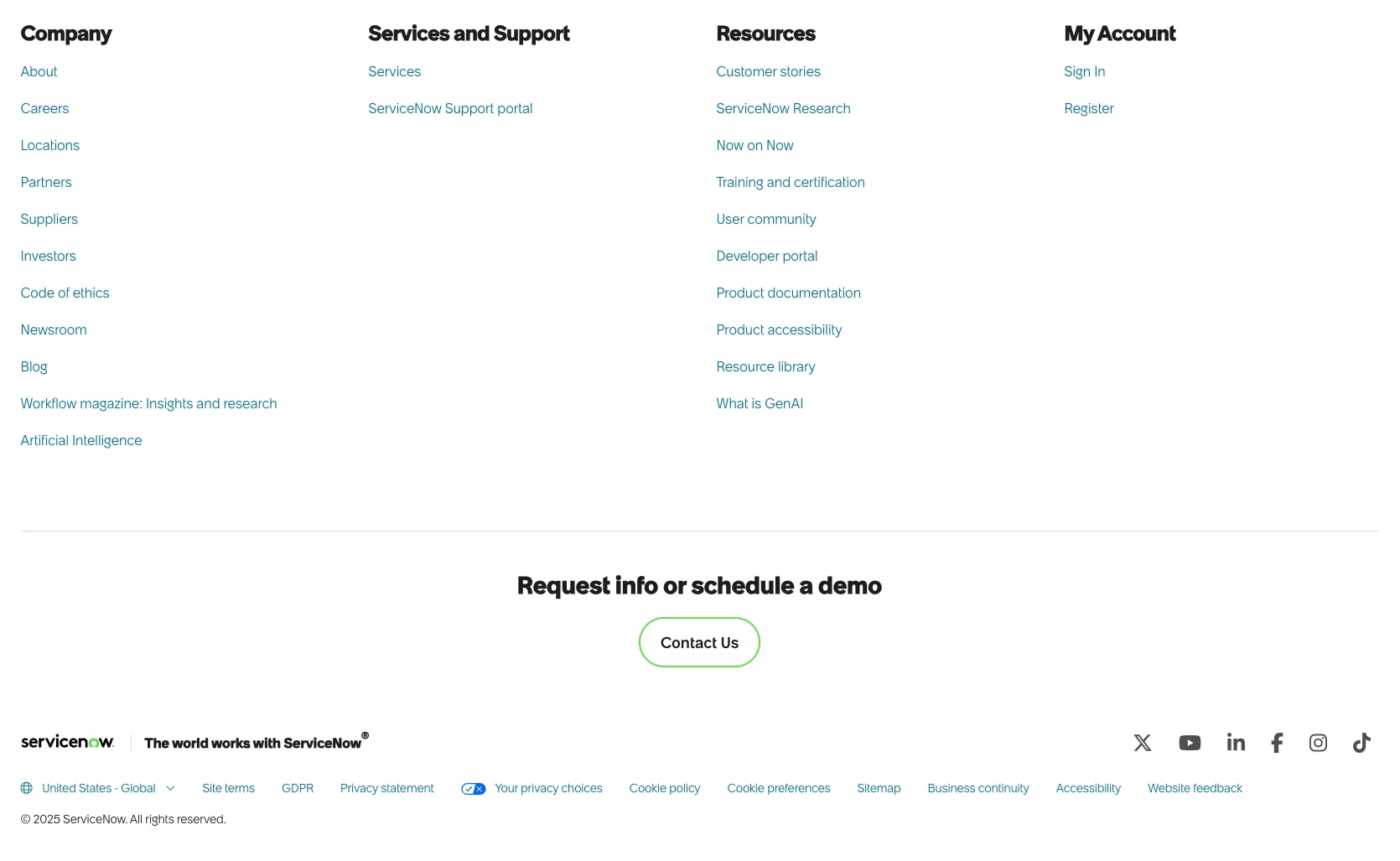 ServiceNow - Put AI to Work captured website design