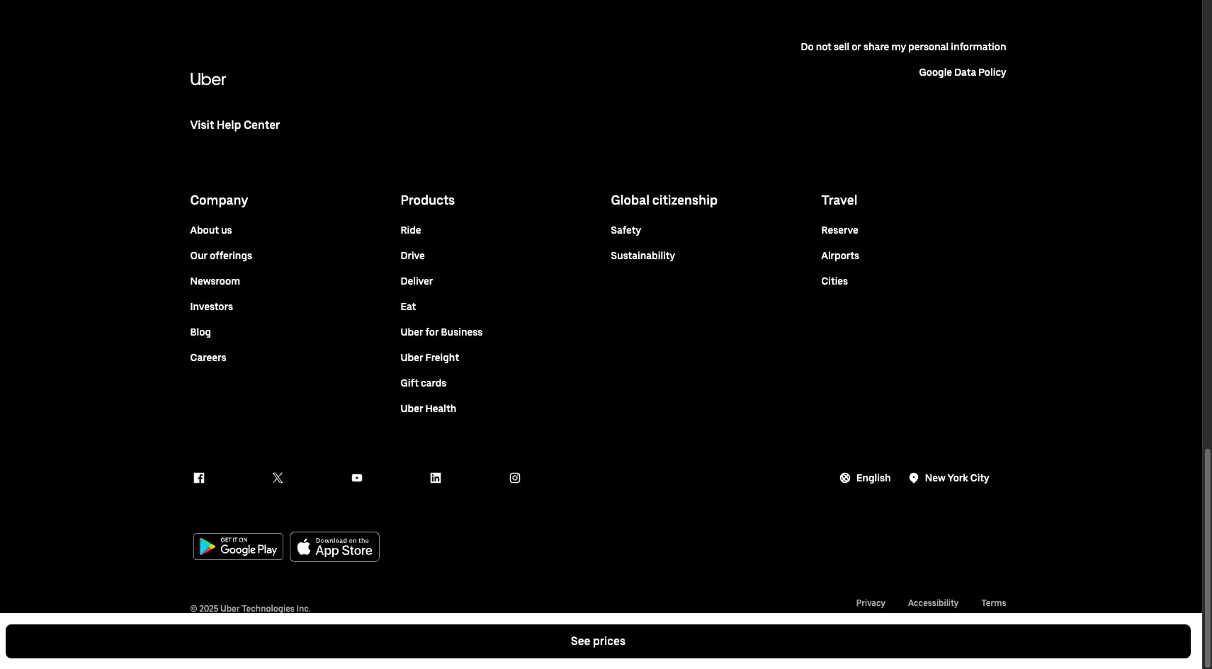 Explore the Uber Platform | Uber United States captured website design