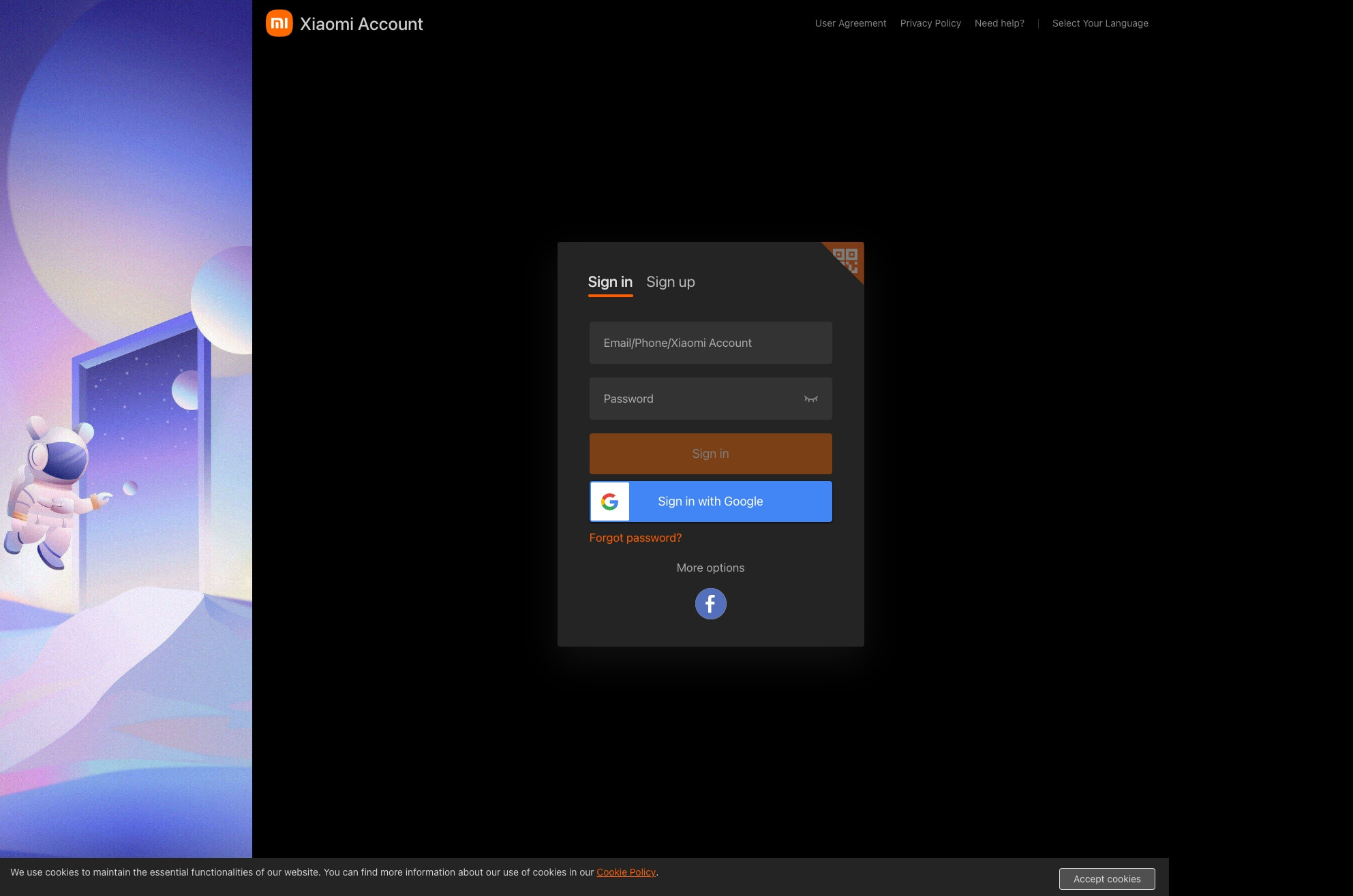 Captured design matching account.xiaomi.com captured website design