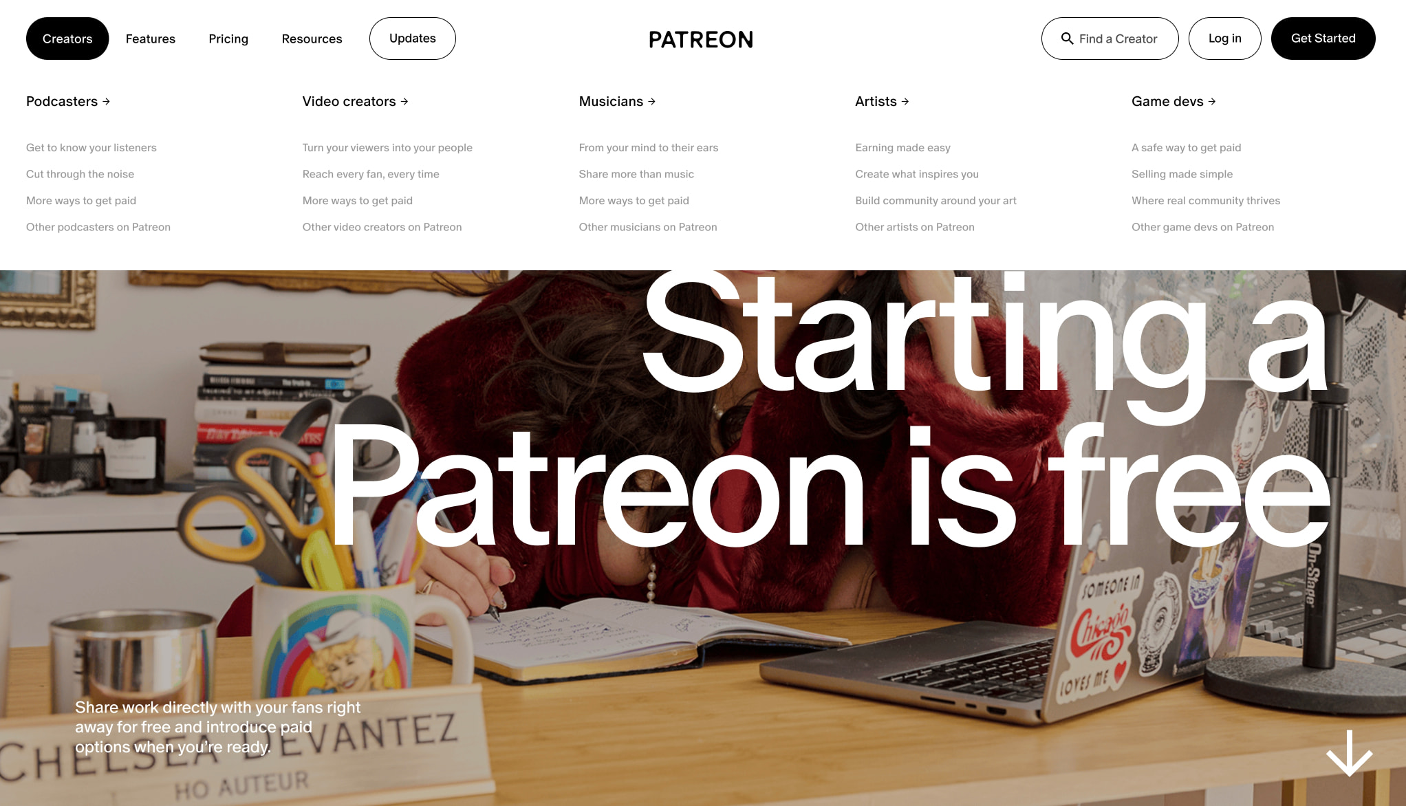 Patreon pricing | start a Patreon account for free — Patreon captured website design