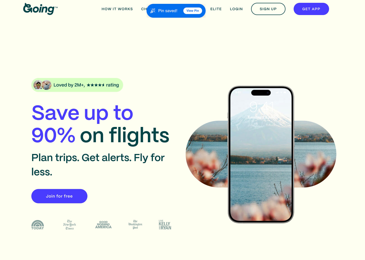 Going™ | Flight Alerts, Mistake Fares & Cheap Tickets captured website design