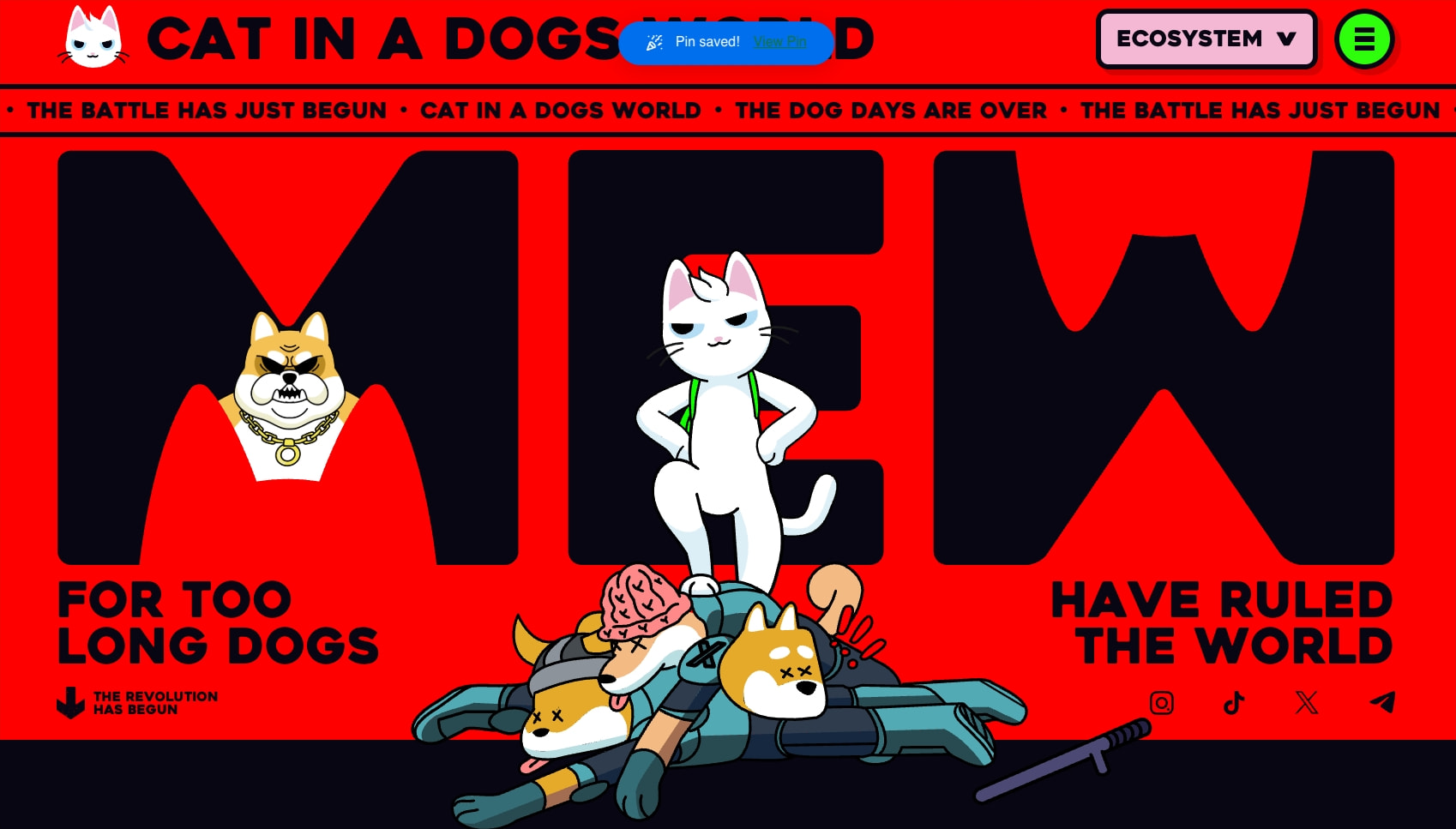 MEW - cat in a dogs world captured website design