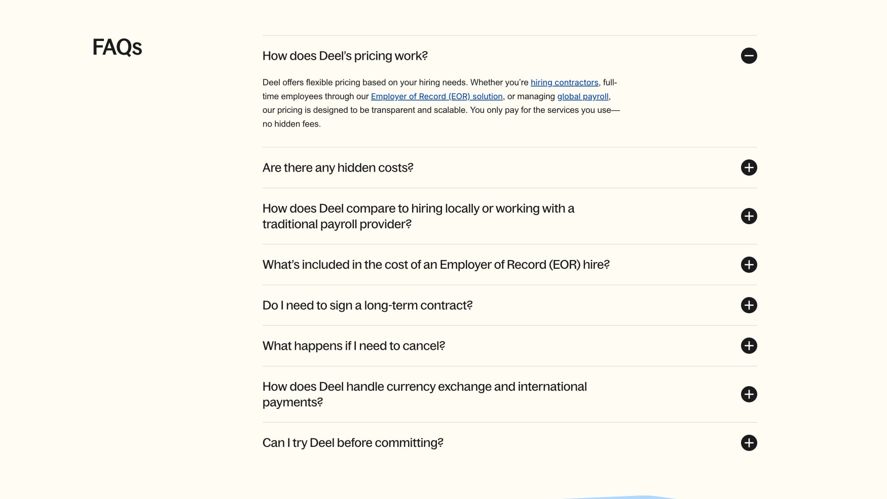 Pricing | Transparent & Fair Pricing | HRIS Costs | Deel captured website design