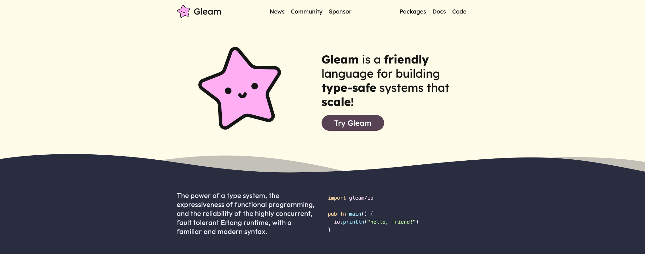 Captured design matching gleam.run captured website design