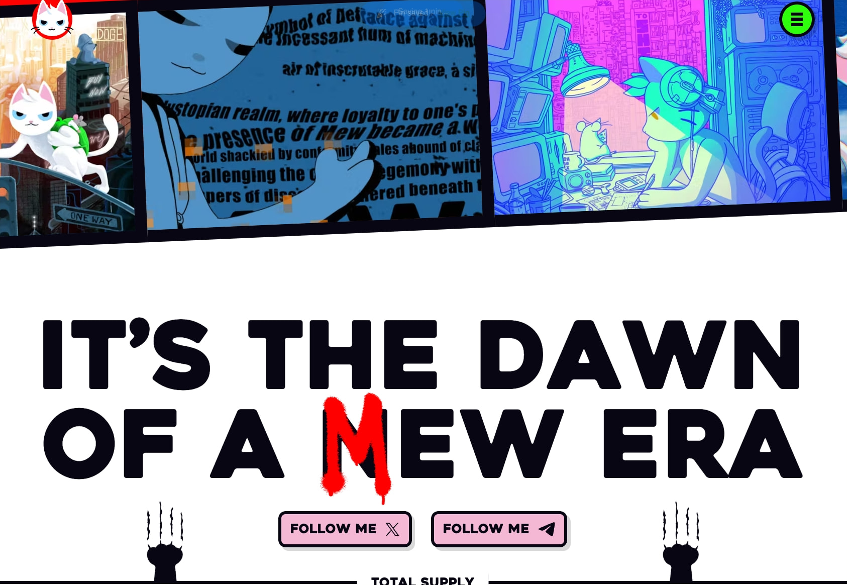 MEW - cat in a dogs world captured website design
