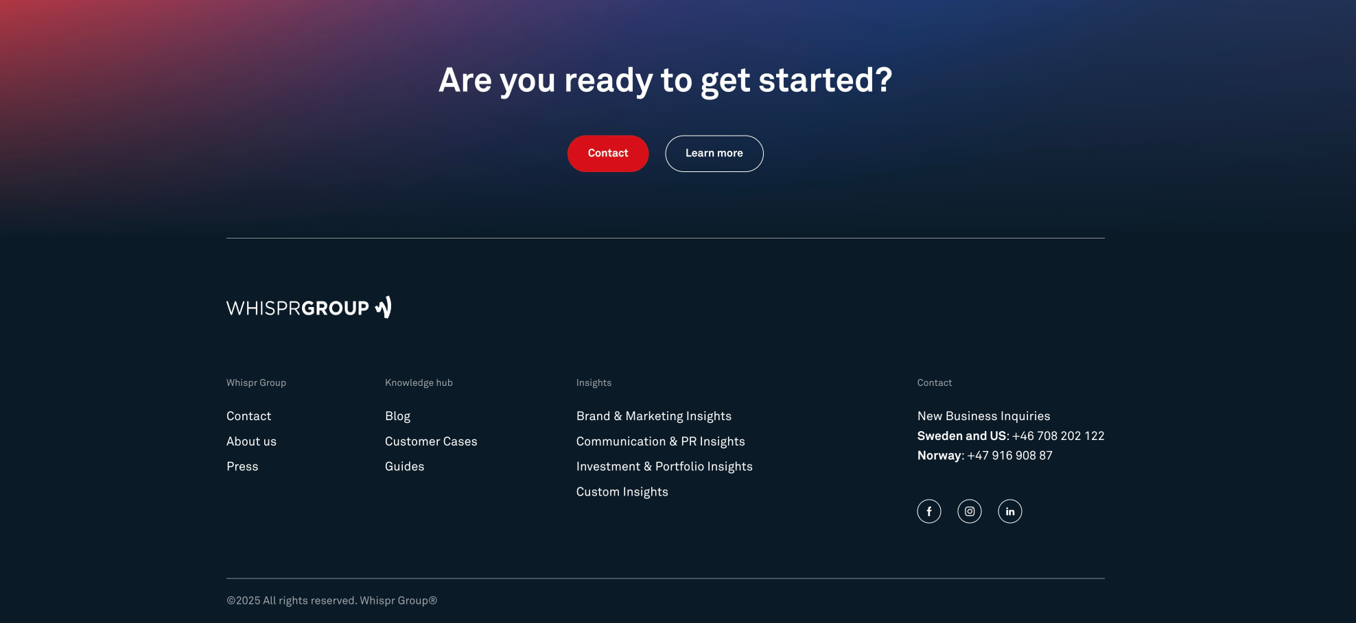 Data Driven Insights: Marketing & Communication - Whispr Group captured website design