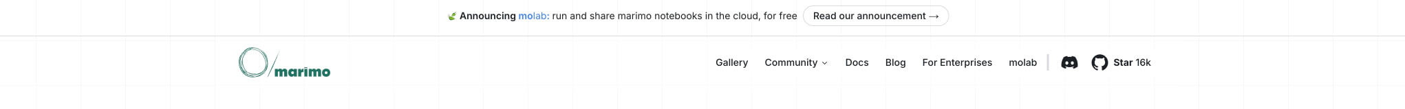 marimo | a next-generation Python notebook captured website design