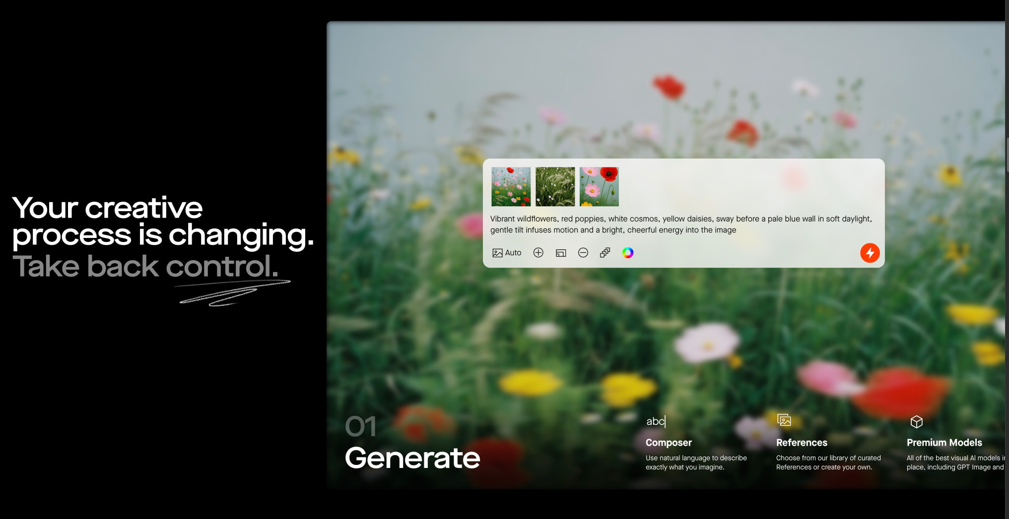 Visual Electric - Generate AI Images & Videos captured website design