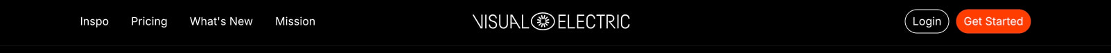Top navigation bar with white text links, centered logo, and orange pill-shaped Get Started button on black background captured website design