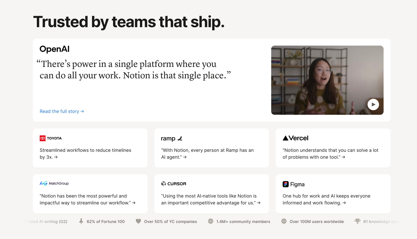 The AI workspace that works for you. | Notion captured website design