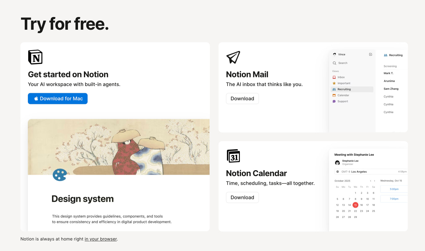 The AI workspace that works for you. | Notion captured website design