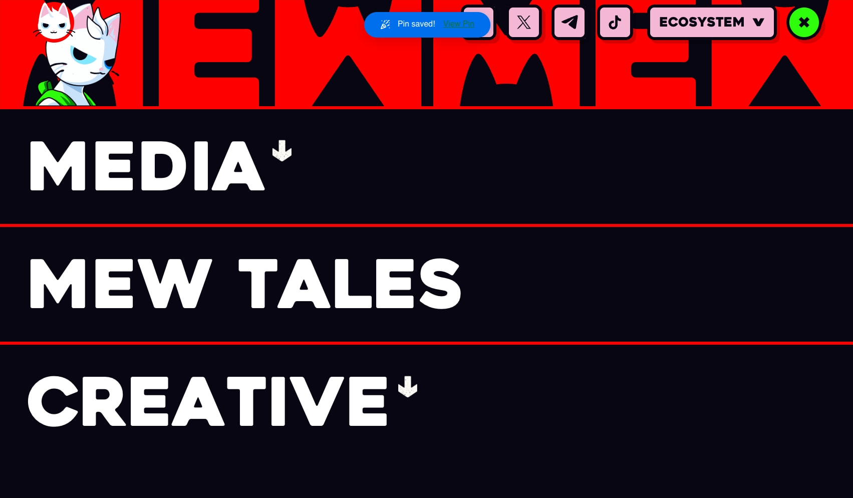 MEW - cat in a dogs world captured website design