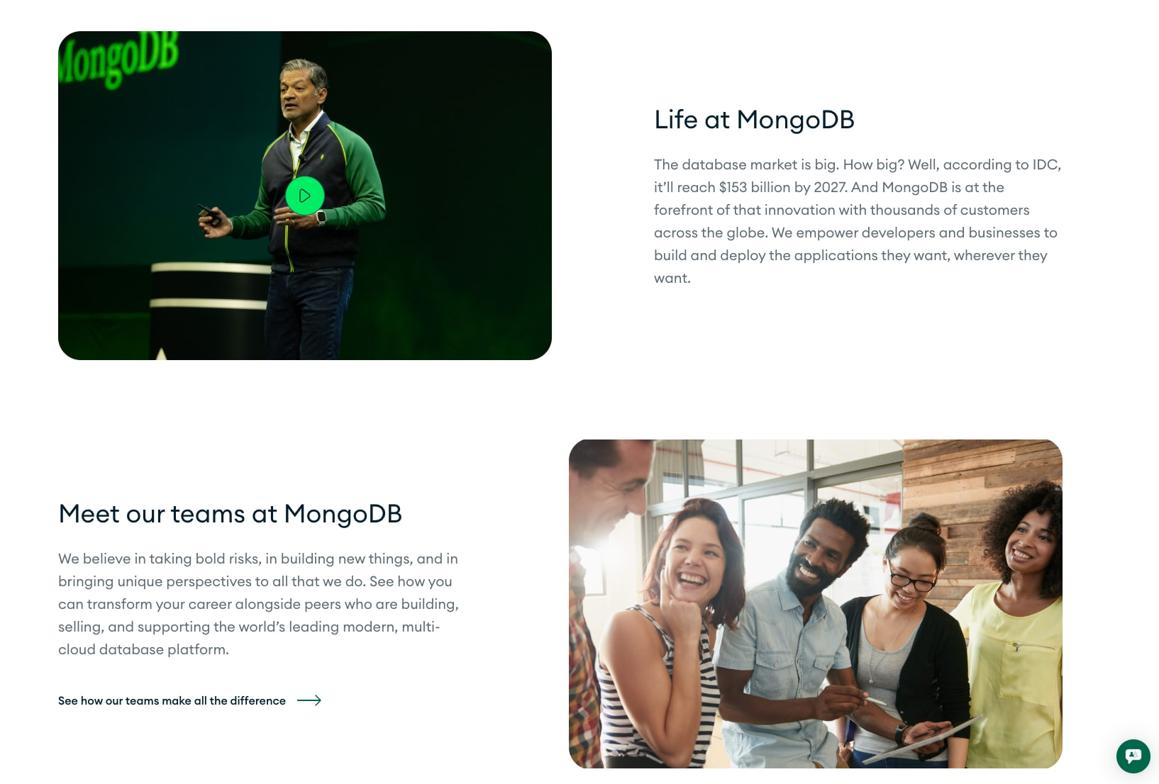 MongoDB Careers | MongoDB captured website design