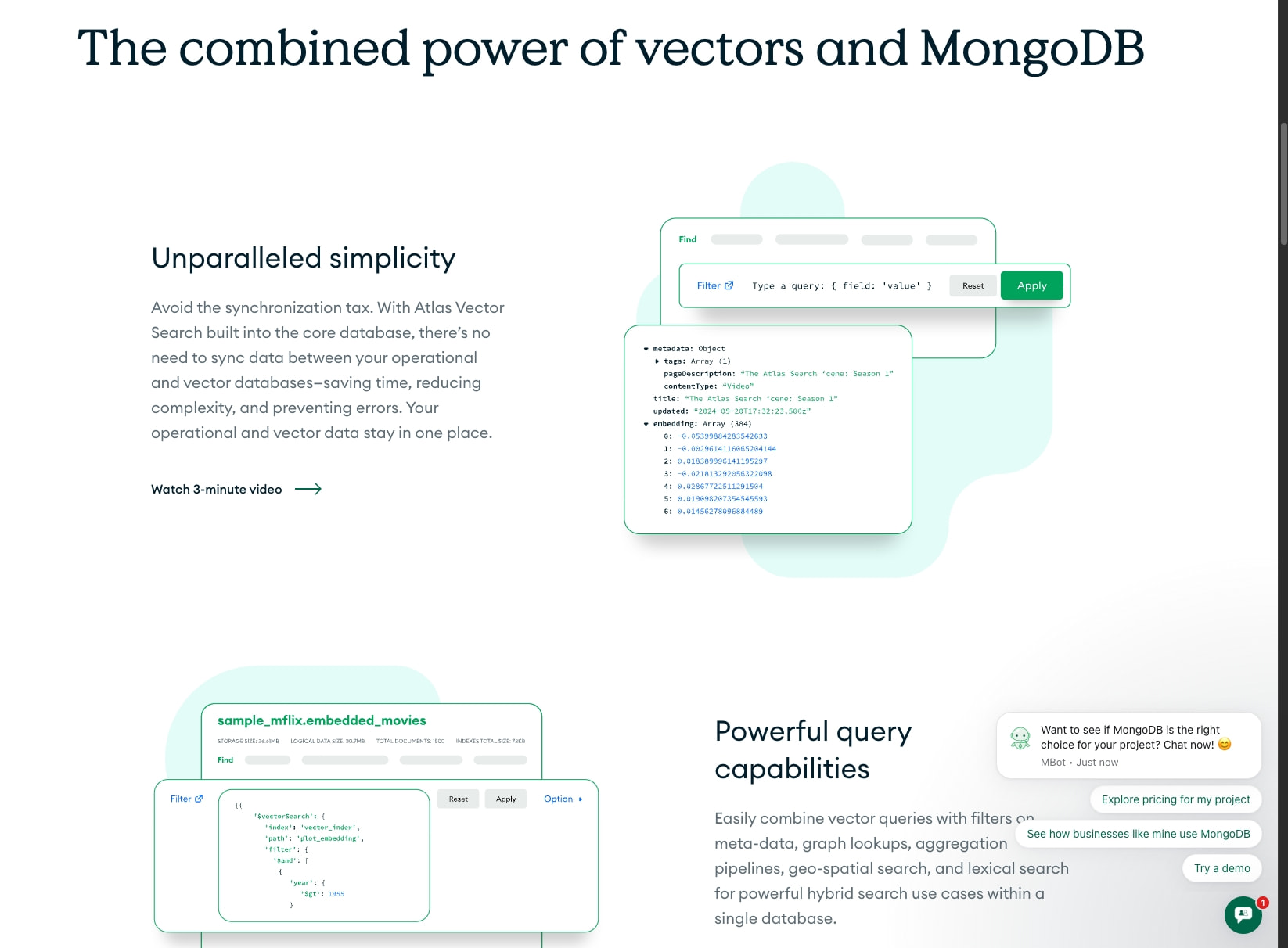 MongoDB Atlas Vector Search | MongoDB captured website design