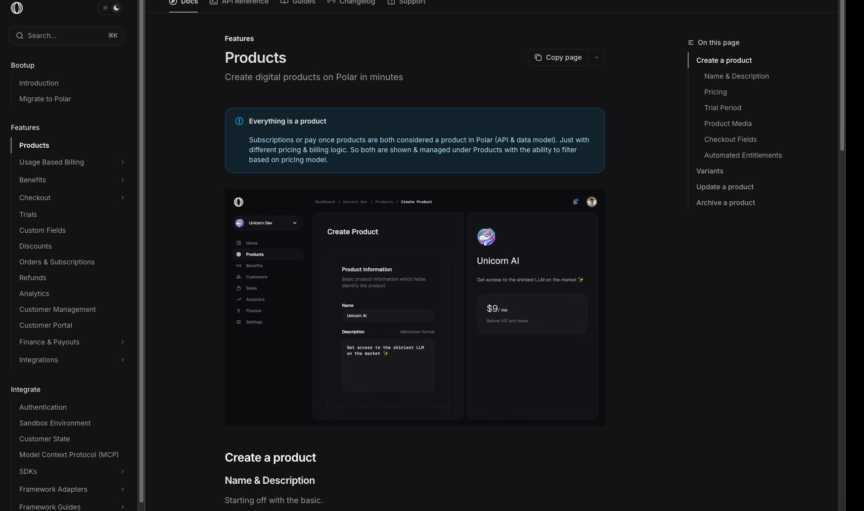Products - Polar captured website design