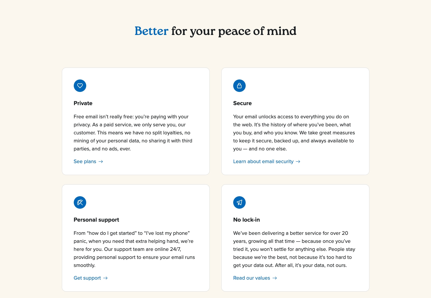 Email and calendar made better | Fastmail captured website design
