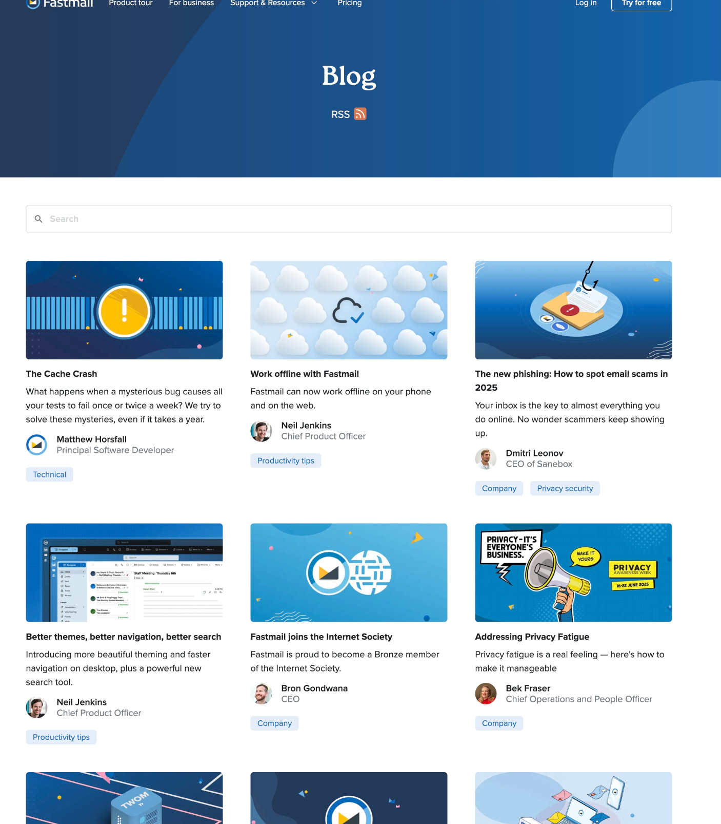 Blog | Fastmail captured website design