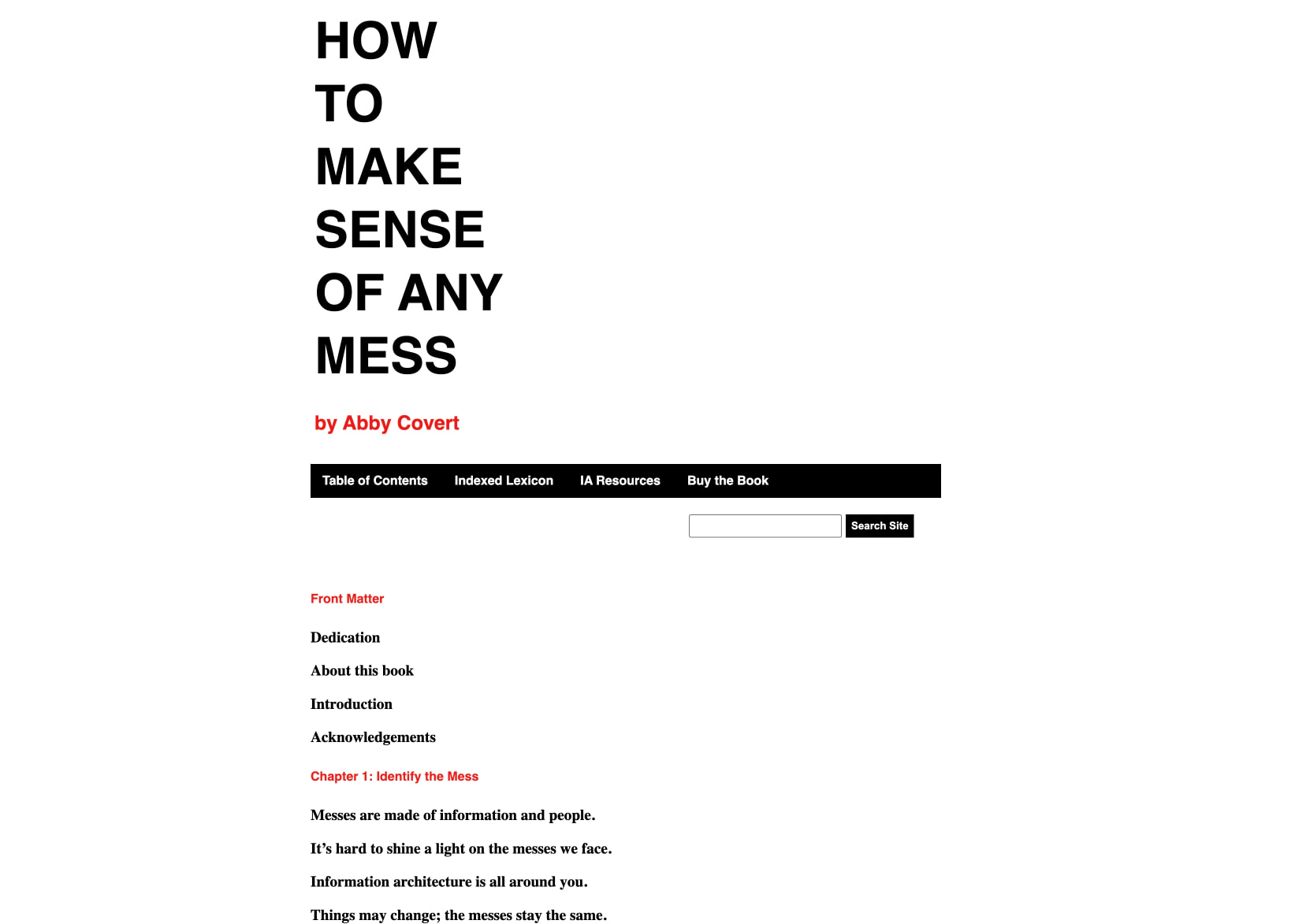 How to Make Sense of Any Mess captured website design