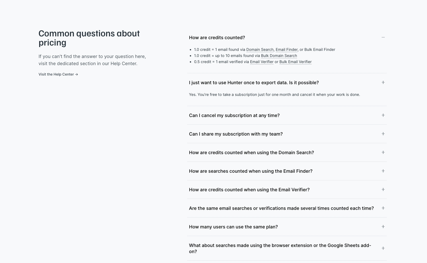 Plans & pricing • Hunter captured website design