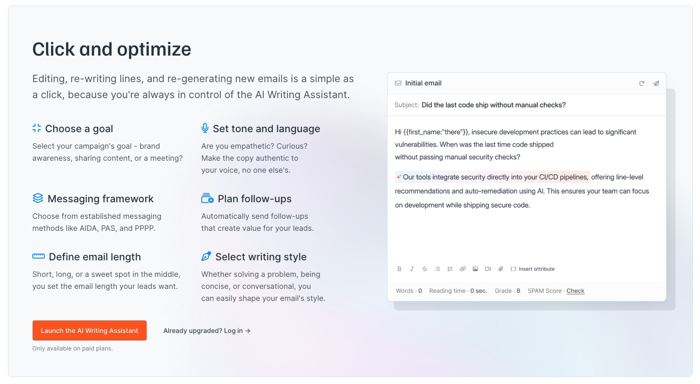 AI cold email assistant | write better emails faster • Hunter captured website design