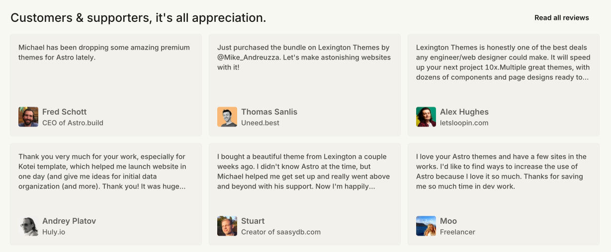 Lexington Themes – Astro & Tailwind CSS Website Templates captured website design