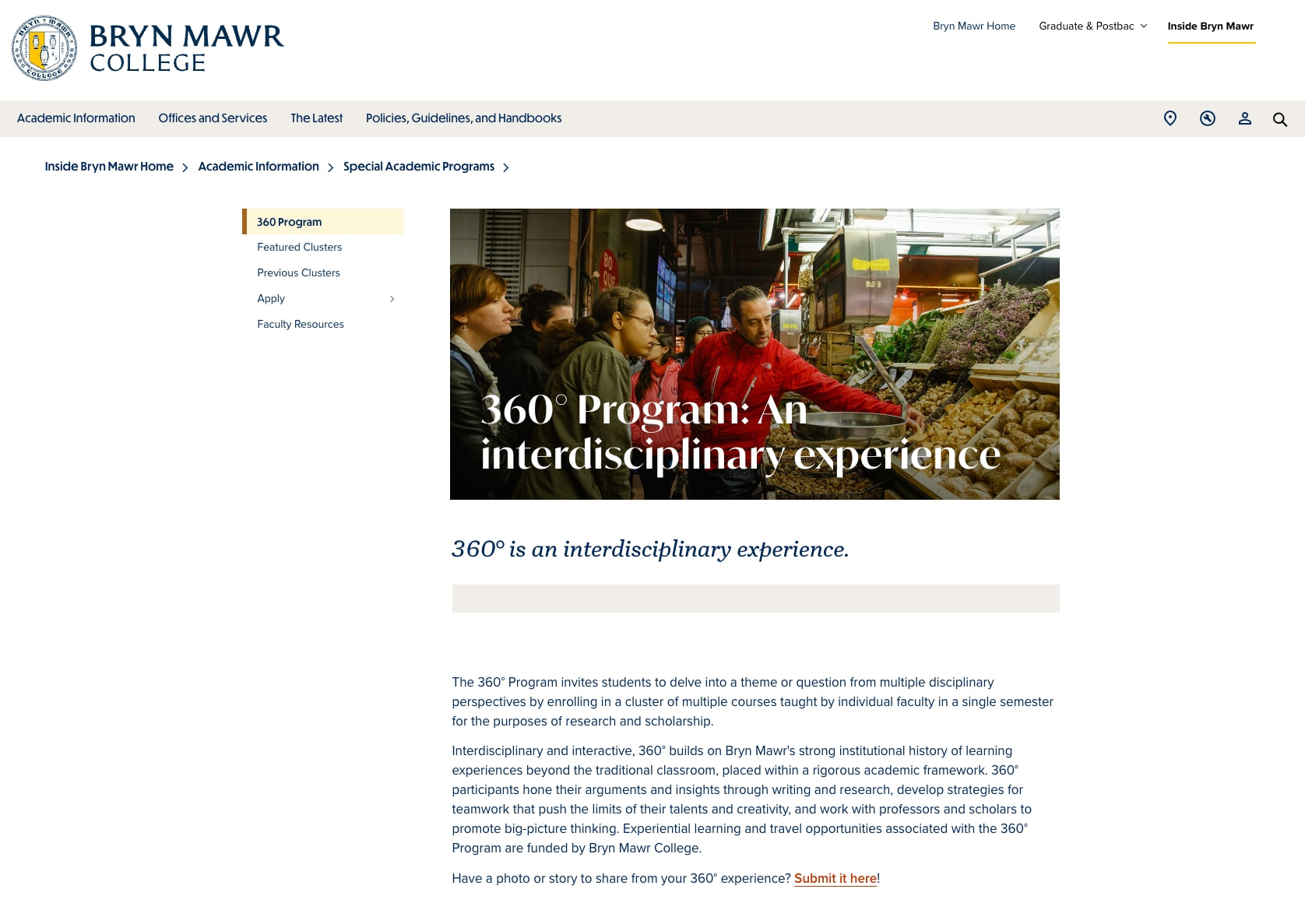 360° Program: An interdisciplinary experience captured website design