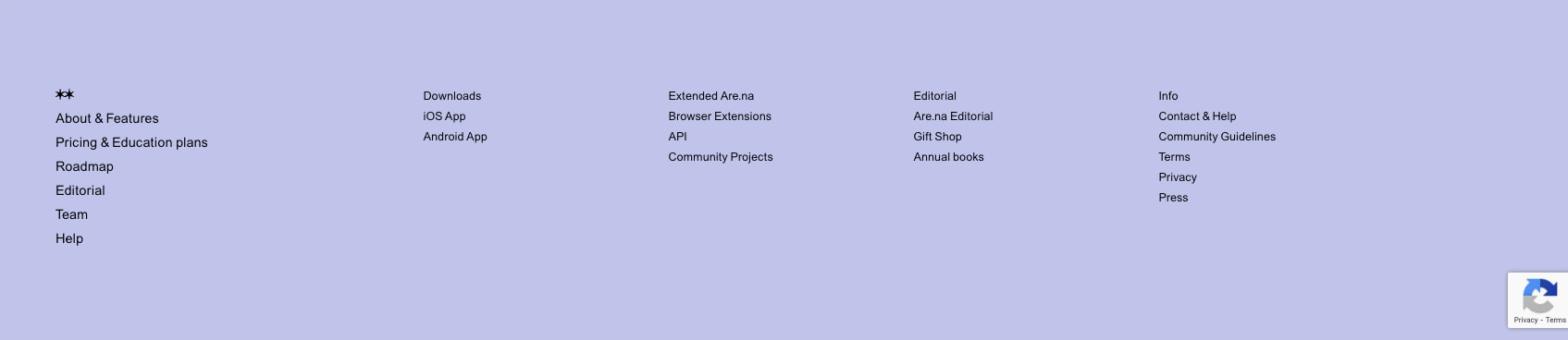 Are.na Editorial captured website design