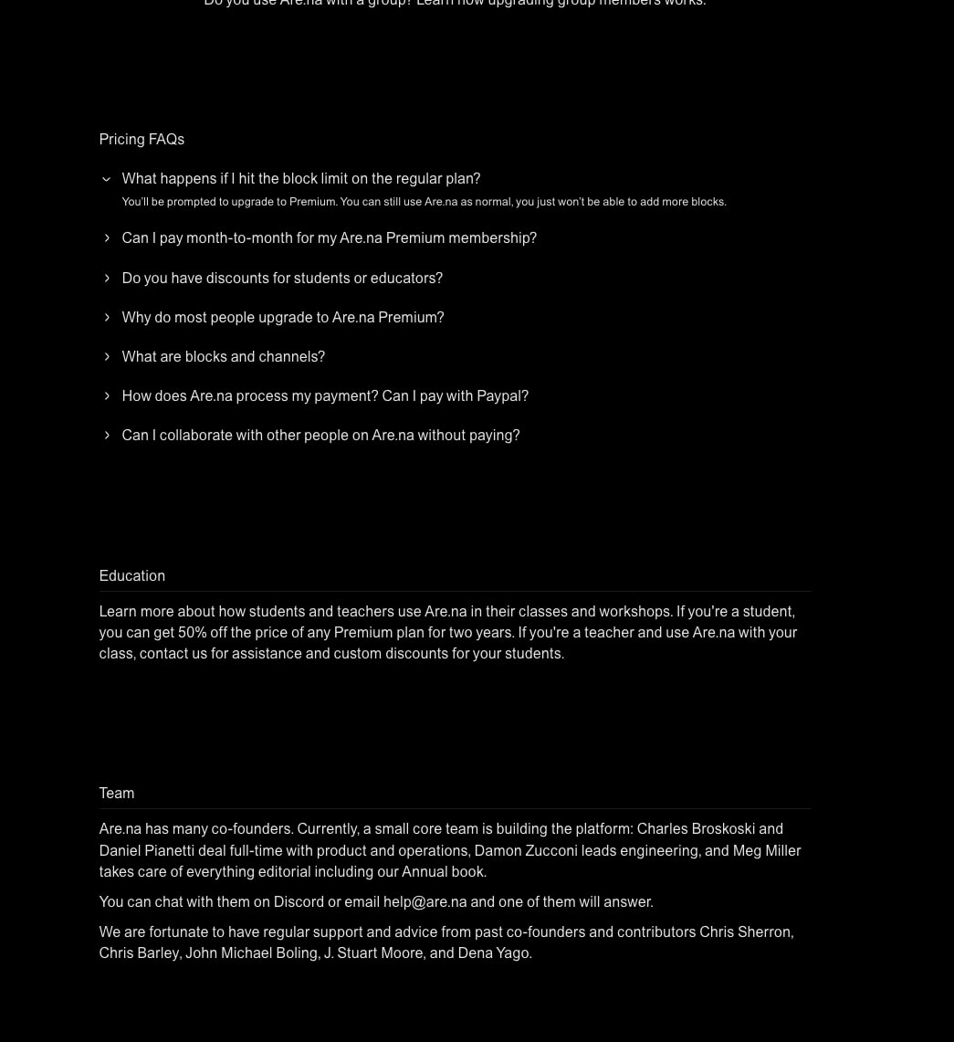 About | Are.na captured website design