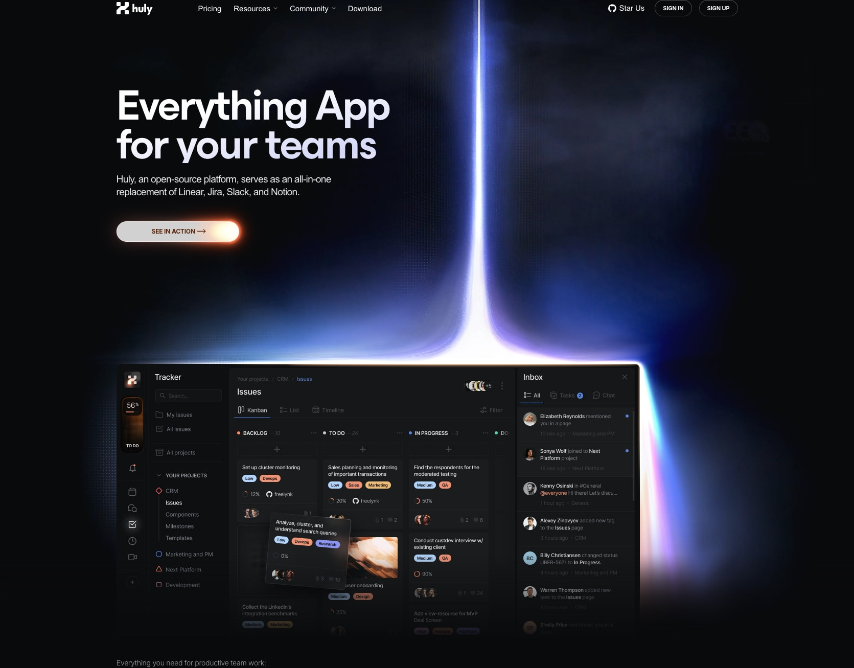 Everything App for your teams captured website design