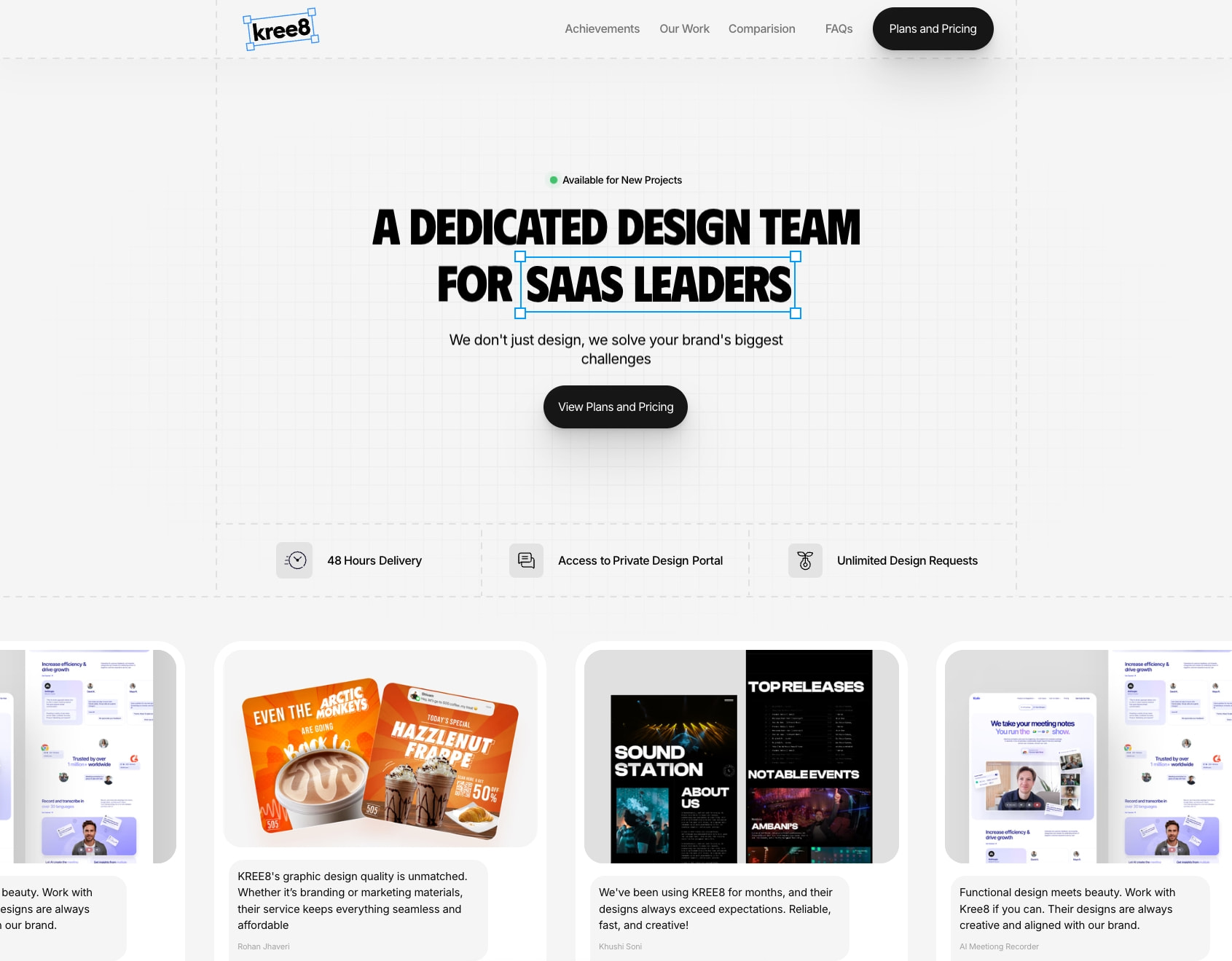 Kree8 - A Creative Agency captured website design