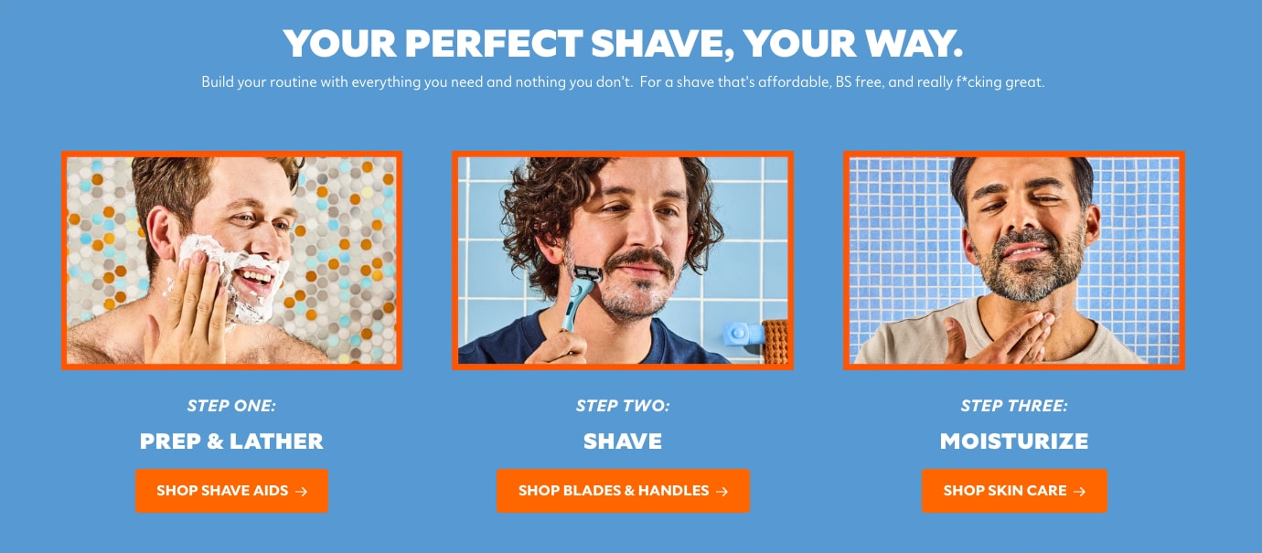 Razors, Handles & Grooming Goodness | Dollar Shave Club captured website design