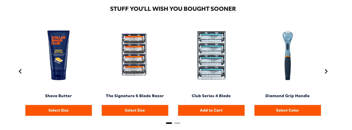 Razors, Handles & Grooming Goodness | Dollar Shave Club captured website design