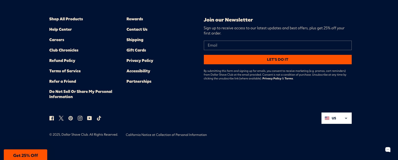 Razors, Handles & Grooming Goodness | Dollar Shave Club captured website design