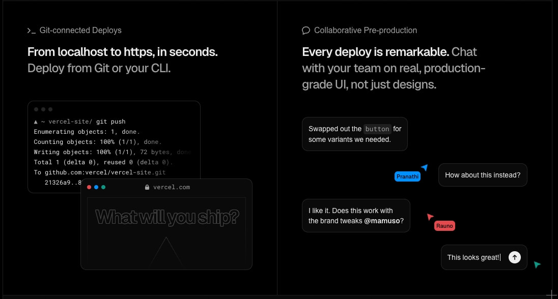Vercel: Build and deploy the best web experiences with the AI Cloud captured website design