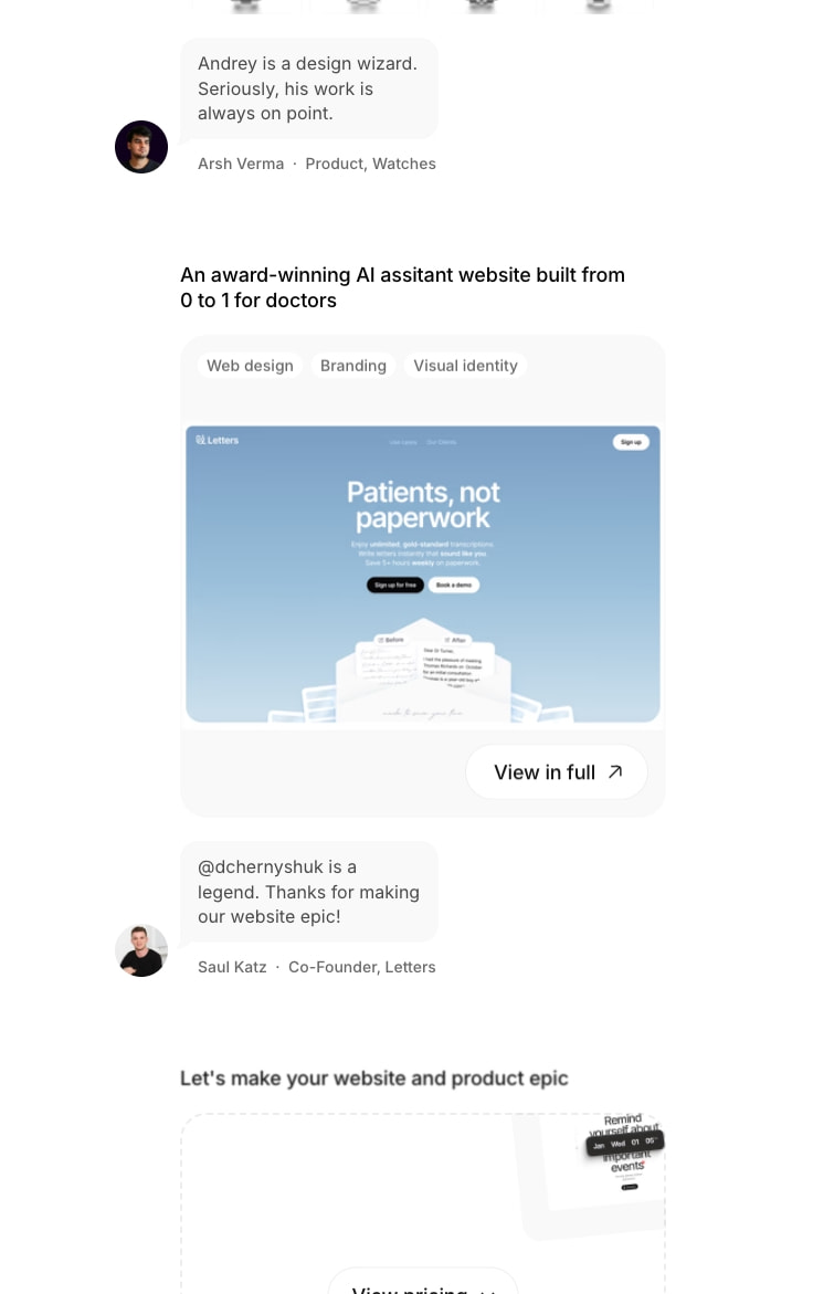Landing – World-class product and no-code web design captured website design