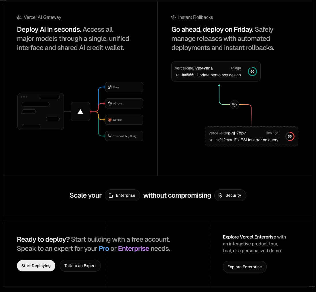 Vercel: Build and deploy the best web experiences with the AI Cloud captured website design